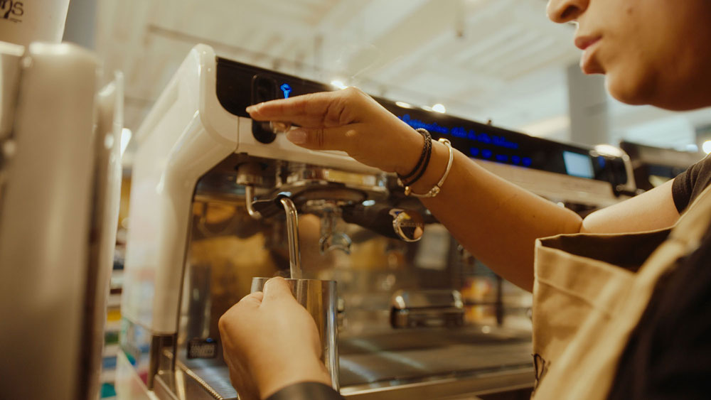 making a coffee at local cafe Pyrus